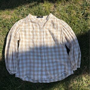Sanctuary Beige Checkered Blouse